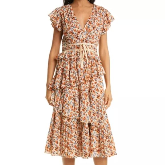 Ulla Johnson Dresses & Skirts - Ulla Johnson Madeline Floral Tiered Ruffle Cotton Dress